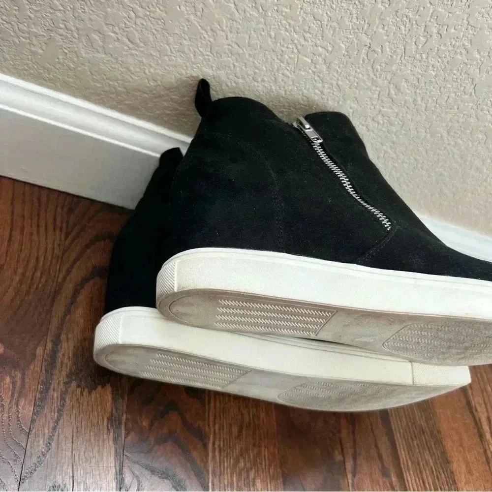 Madden Girl Steve Madden Piperr Wedgie Sneaker Bootie Black Size 10 Side Zip $95